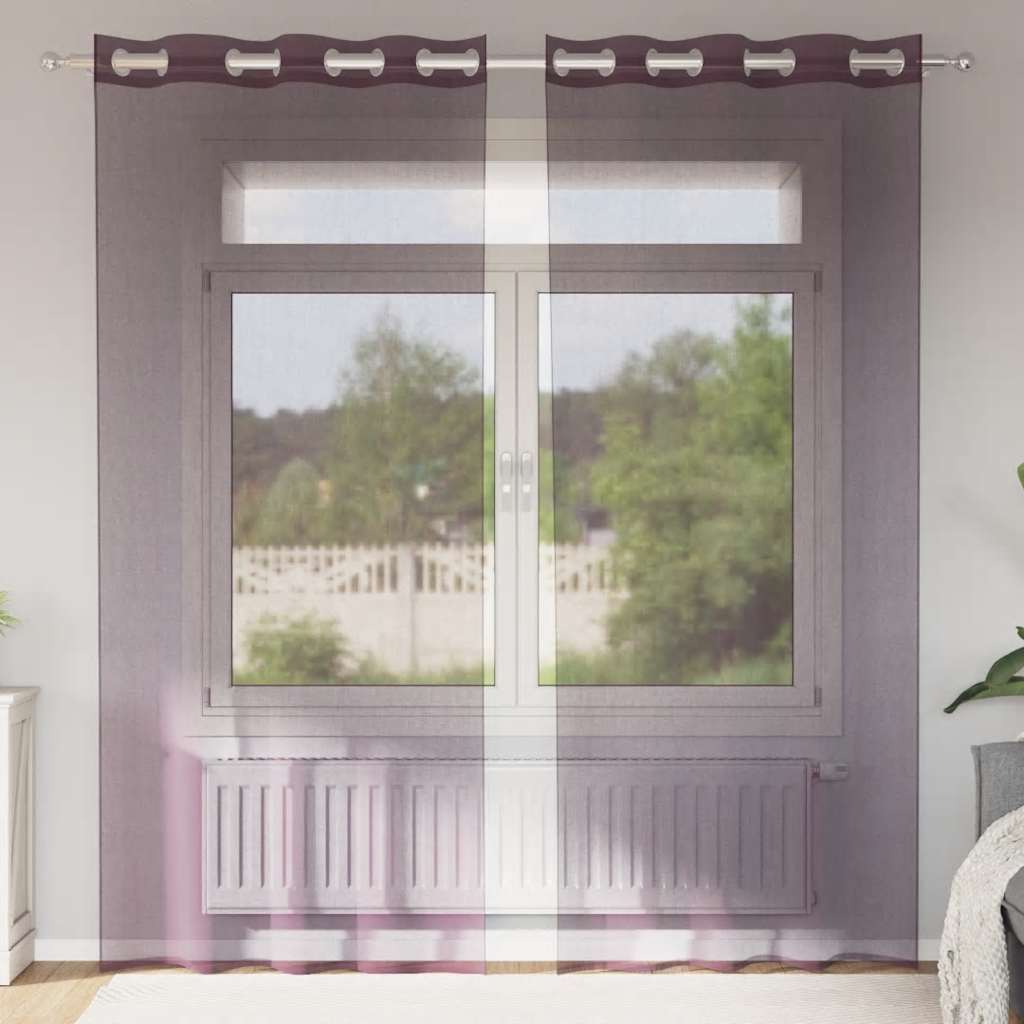 Voilages à œillets 2 pièces violet 140x225 cm