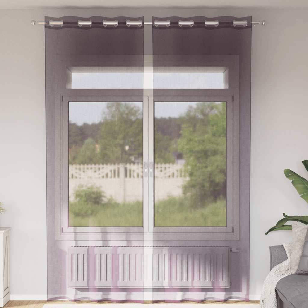Voilage à œillets 2 p. Mauve 140x260 cm