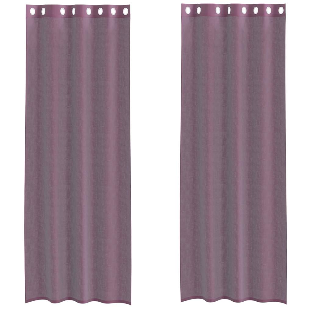 Voile Curtains with Eyelets 2 pcs. Purple 140x300 cm