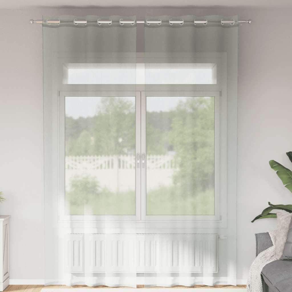 Voile Vorhänge mit Ösen 2 Stk. Hellgrau 140x260 cm