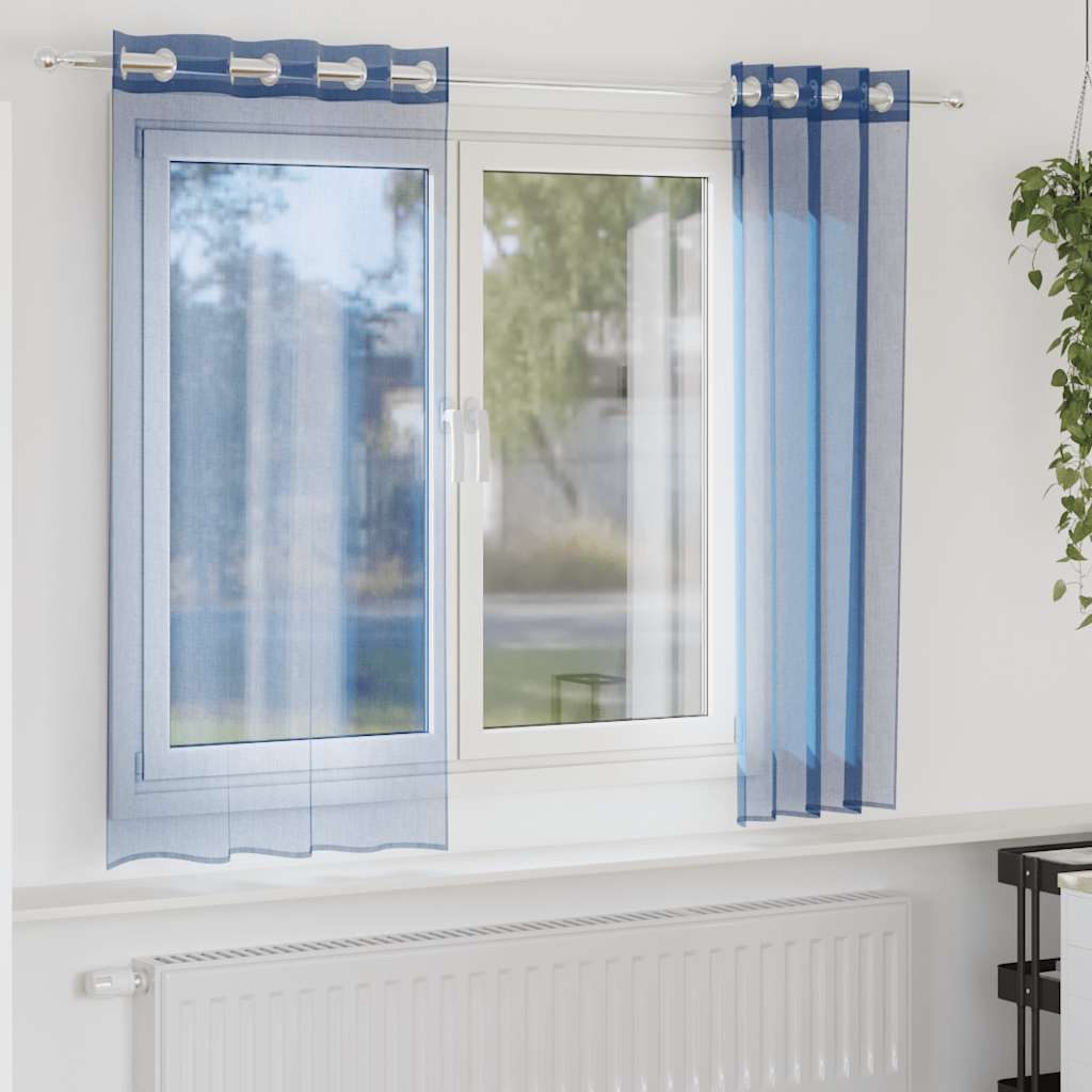 Voilages à œillets 2 pièces bleu roi