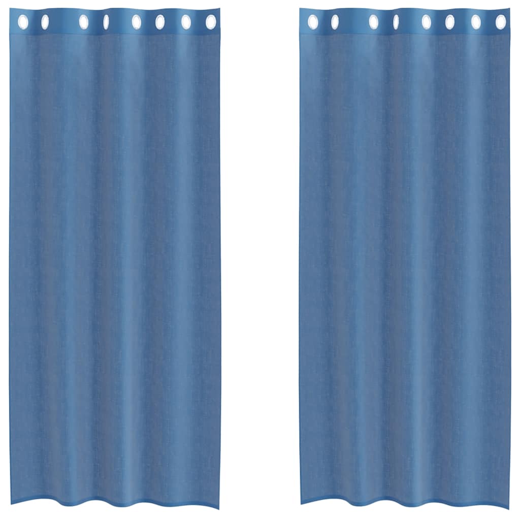 Eyelet Voile Curtains 2 pcs. Royal Blue