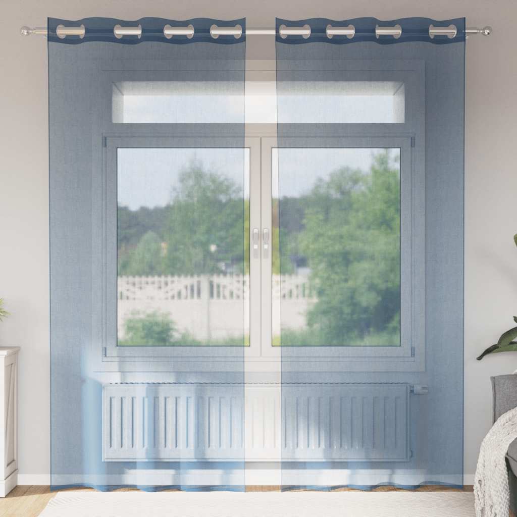 Eyelet Voile Curtains 2 pcs. Royal Blue