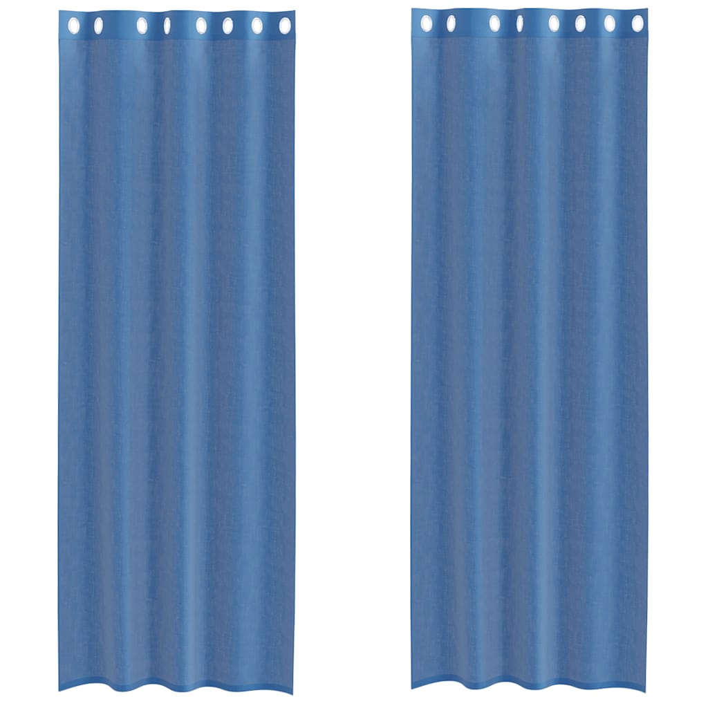 Eyelet Voile Curtains 2 pcs. Royal Blue