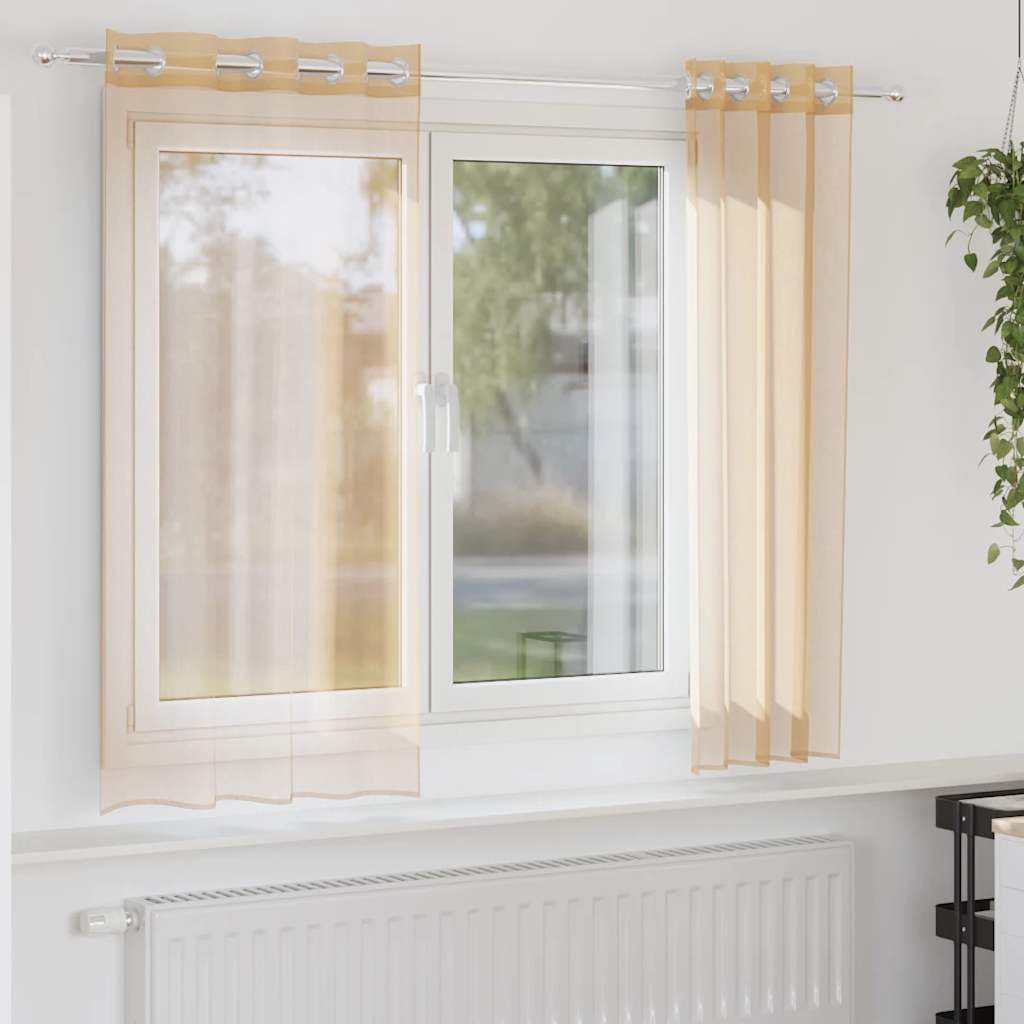 Voile Vorhänge mit Ösen 2 Stk. Sandfarbe