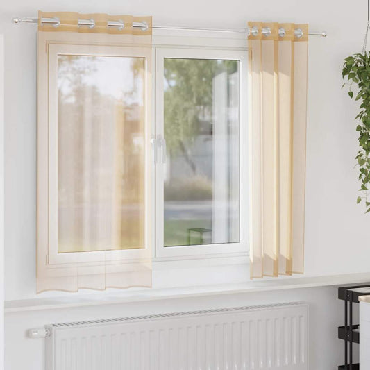 Voile Vorhänge mit Ösen 2 Stk. Sandfarbe