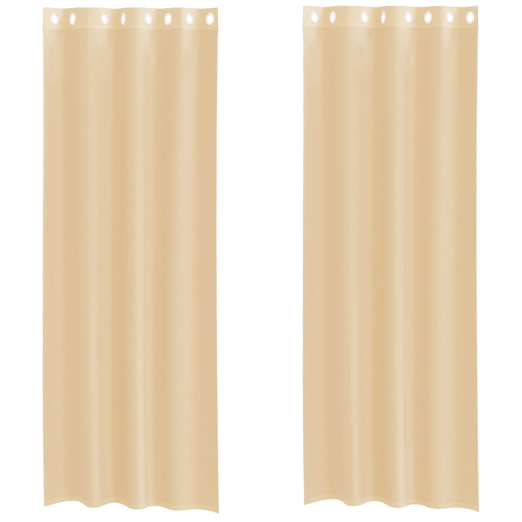Voilages à œillets 2 pièces couleur sable