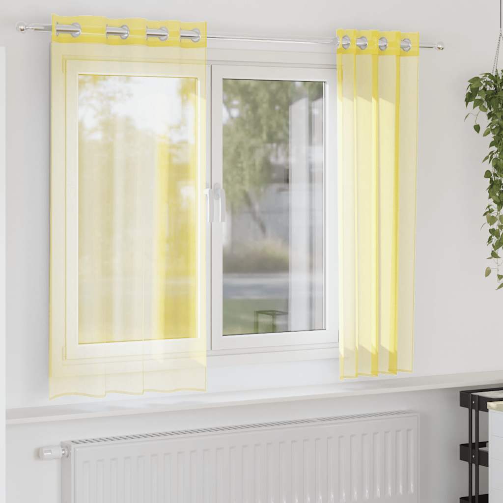 Voile Vorhänge mit Ösen 2 Stk. Gelb