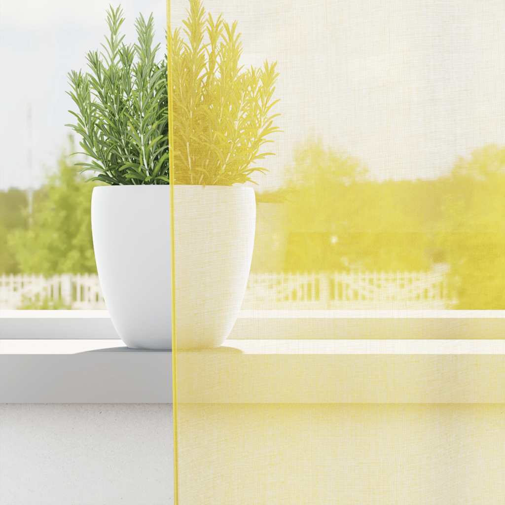 Voilages à œillets 2 pcs Jaune