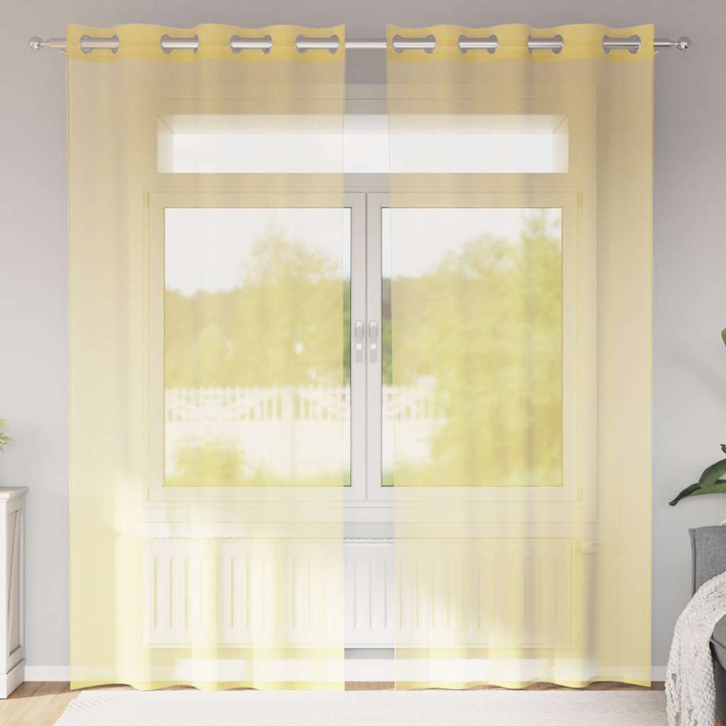 Voilages à œillets 2 pcs Jaune