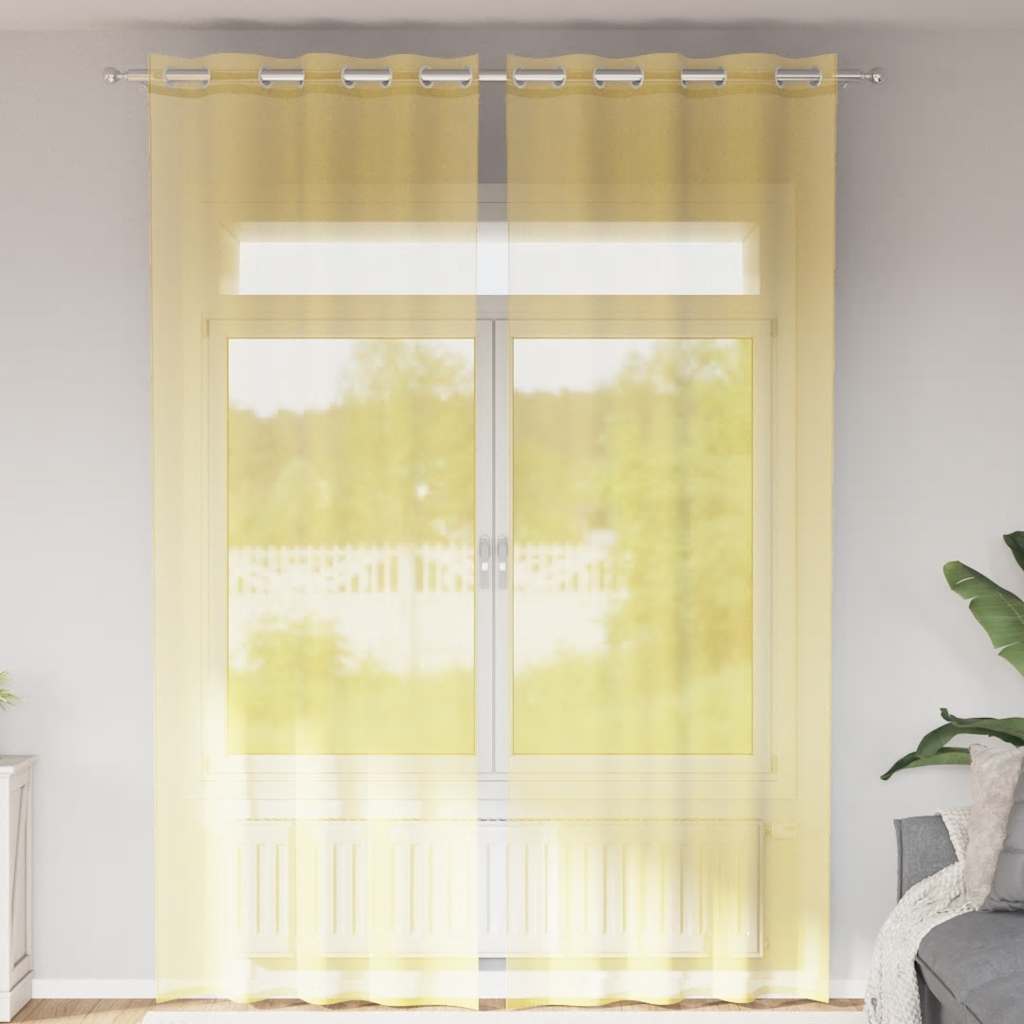 Voile Curtains with Eyelets 2 pcs. Yellow