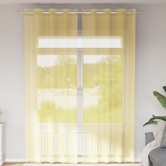 Voilages à œillets 2 pcs Jaune