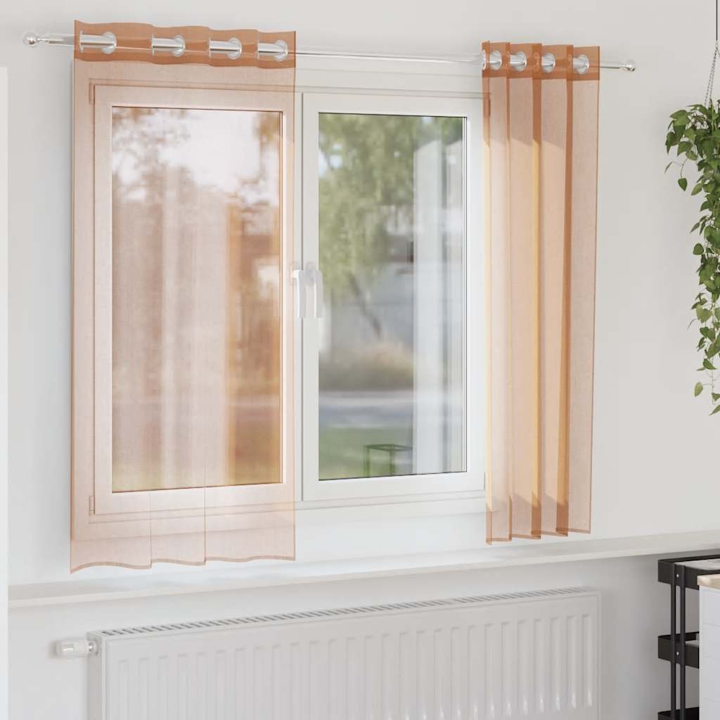Voile Vorhänge mit Ösen 2 Stk. Terrakotta