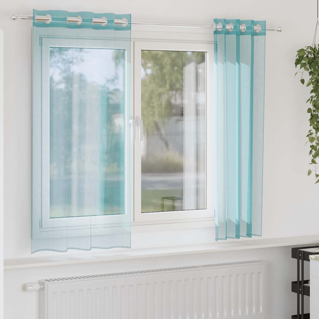 Voile Vorhänge mit Ösen 2 Stk. Türkis
