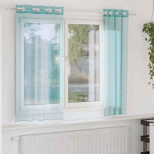 Voile Vorhänge mit Ösen 2 Stk. Türkis