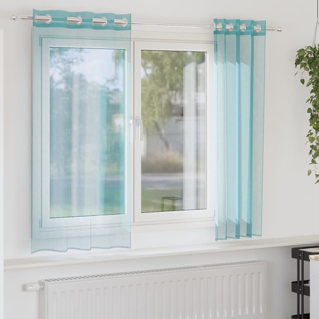 Voile Curtains with Eyelets 2 pcs. Turquoise