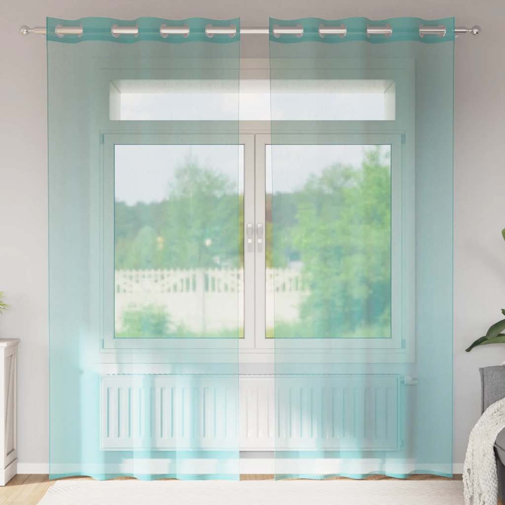 Voile Vorhänge mit Ösen 2 Stk. Türkis