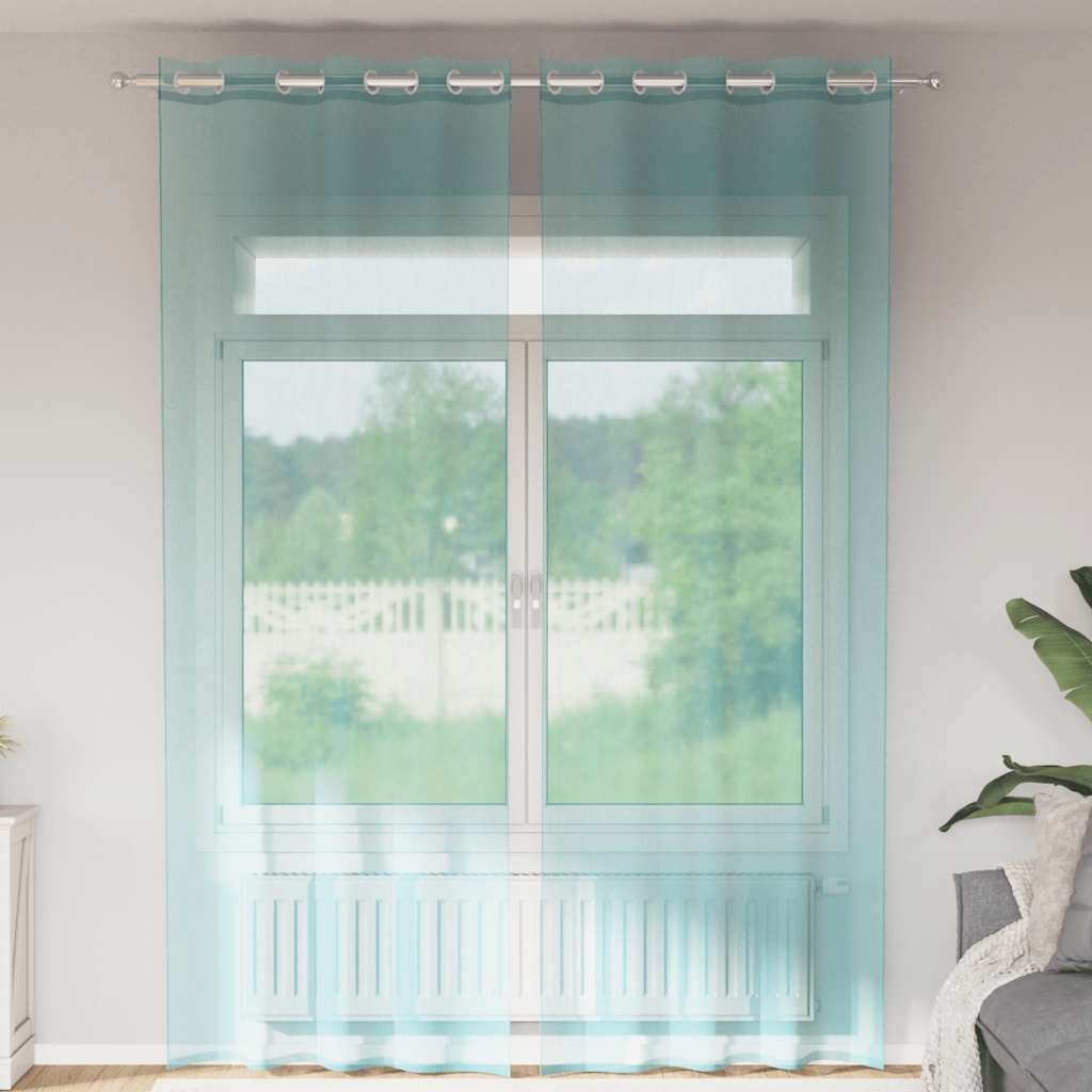 Voile Curtains with Eyelets 2 pcs. Turquoise