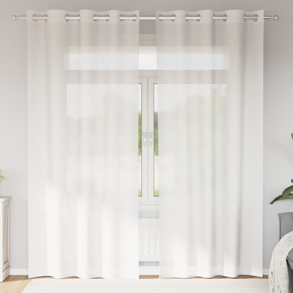 Voilages à œillets 2 pièces blancs