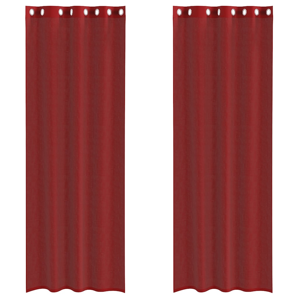 Voile Curtains with Eyelets 2 pcs. Wine Red