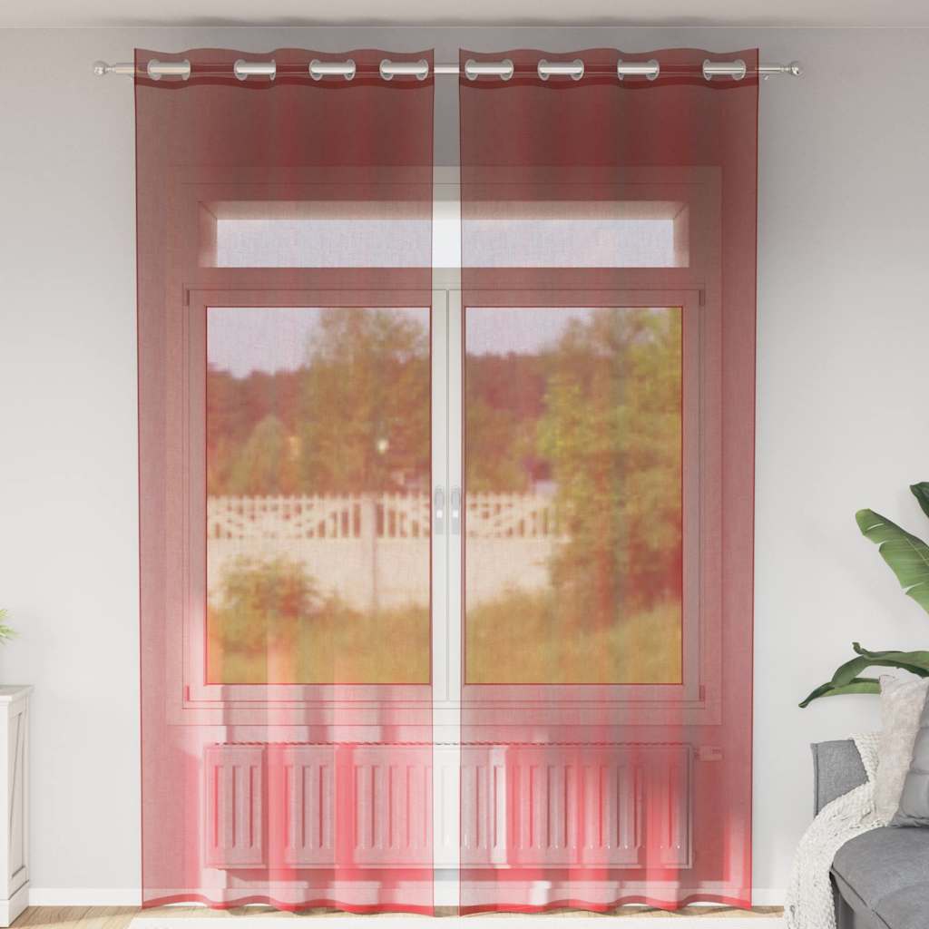 Voile Curtains with Eyelets 2 pcs. Wine Red