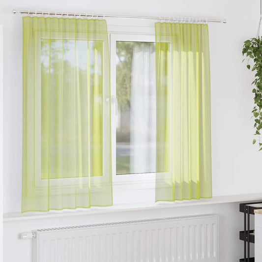 Voile Vorhänge mit Stangentaschen 2 Stk. Apfelgrün