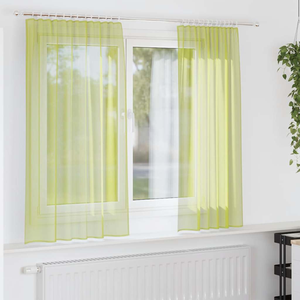 Voile Vorhänge mit Stangentaschen 2 Stk. Apfelgrün