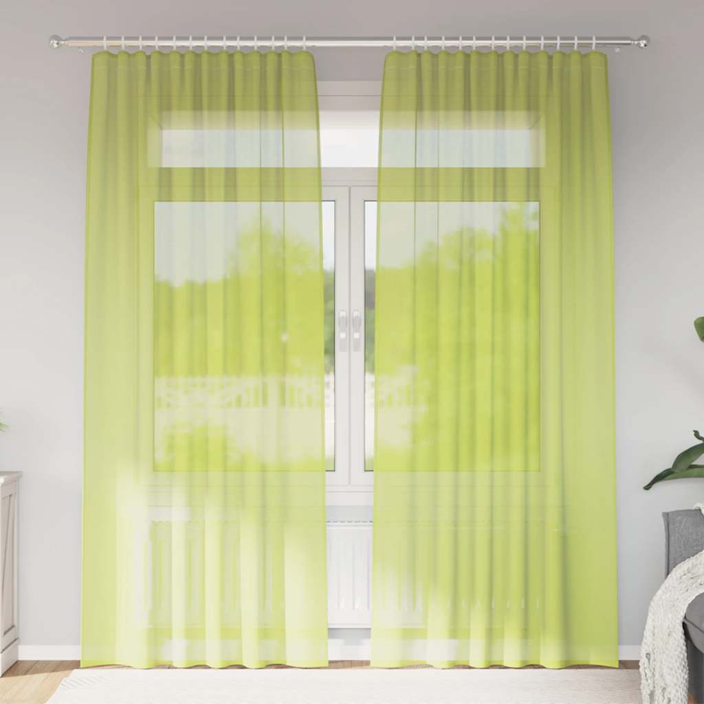Voile Curtains with Rod Pockets 2 pcs. Apple Green