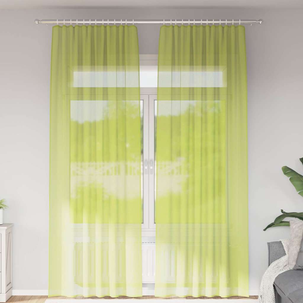 Voile Curtains with Rod Pockets 2 pcs. Apple Green