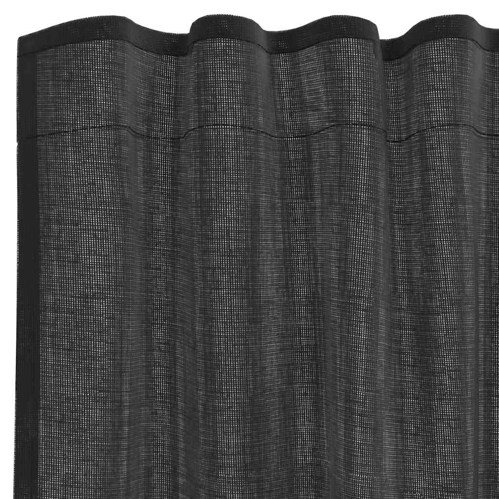 Voile Curtains with Rod Pockets 2 pcs. Black