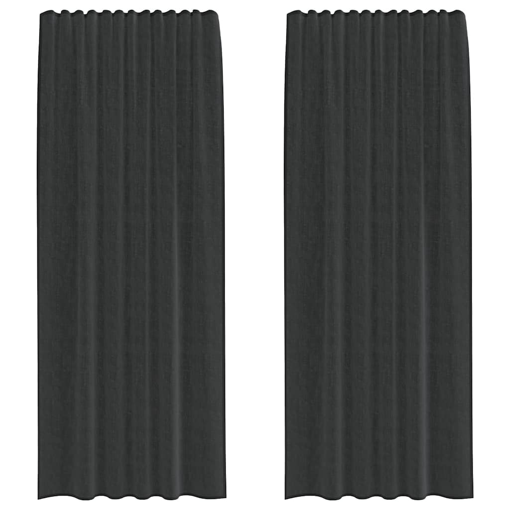 Voile Vorhänge mit Stangentaschen 2 Stk. Schwarz