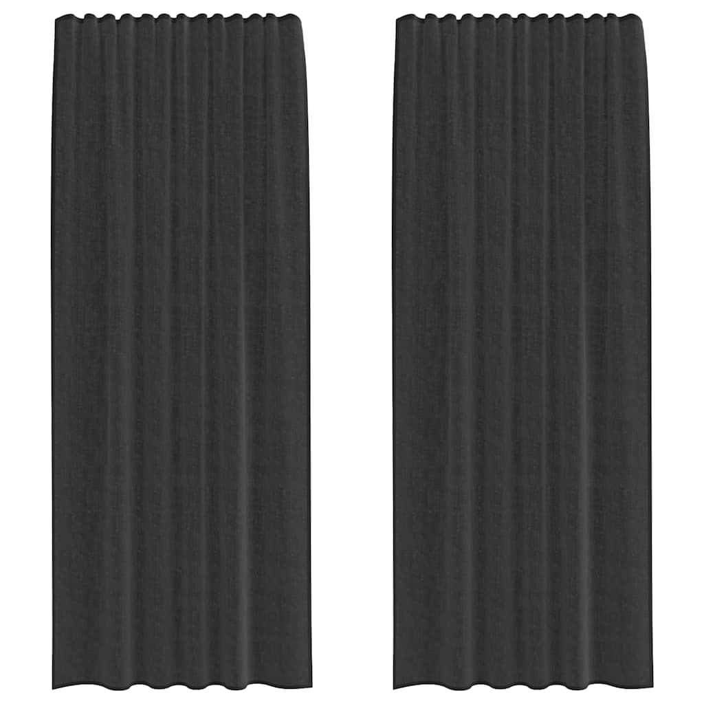 Voilage rideaux à passe-tringle, 2 pièces, noir