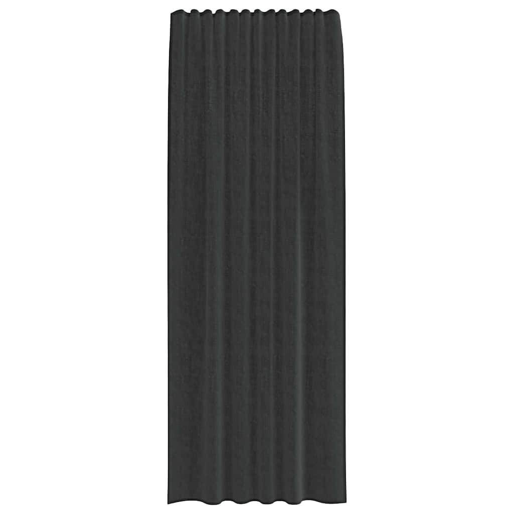 Voile Vorhänge mit Stangentaschen 2 Stk. Schwarz