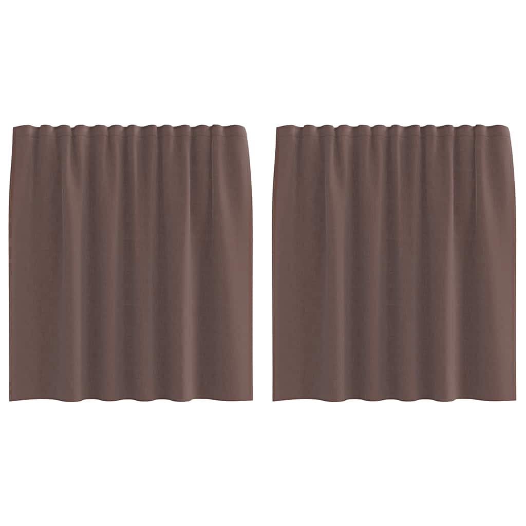Sheer Curtains with Rod Pockets 2 pcs. Brown