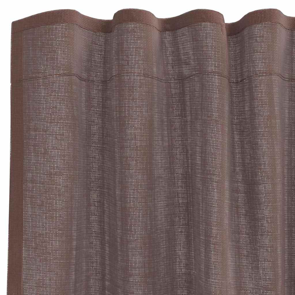 Sheer Curtains with Rod Pockets 2 pcs. Brown