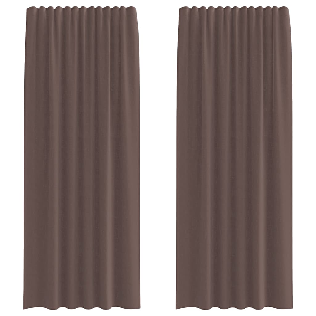Sheer Curtains with Rod Pockets 2 pcs. Brown