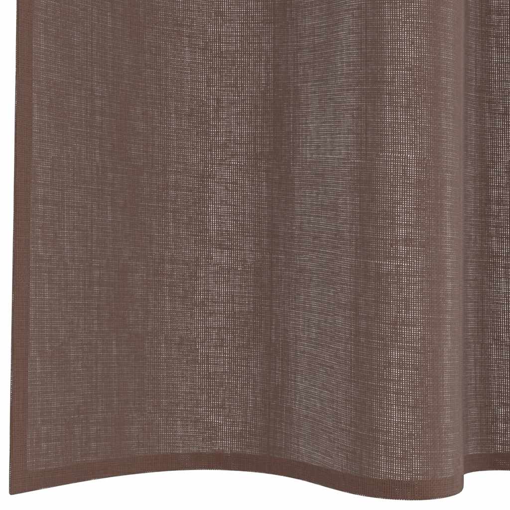 Sheer Curtains with Rod Pockets 2 pcs. Brown