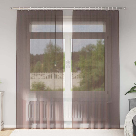 Voile Vorhänge mit Stangentaschen 2 Stk. Braun