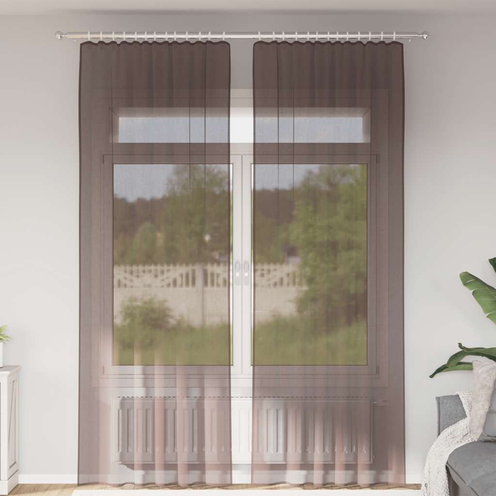 Voile Vorhänge mit Stangentaschen 2 Stk. Braun