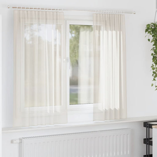 Voile Vorhänge mit Stangentaschen 2 Stk. Creme