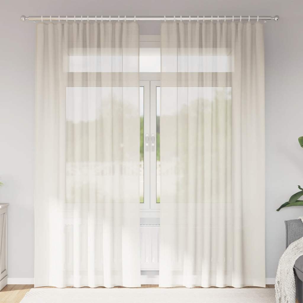 Voile Vorhänge mit Stangentaschen 2 Stk. Creme