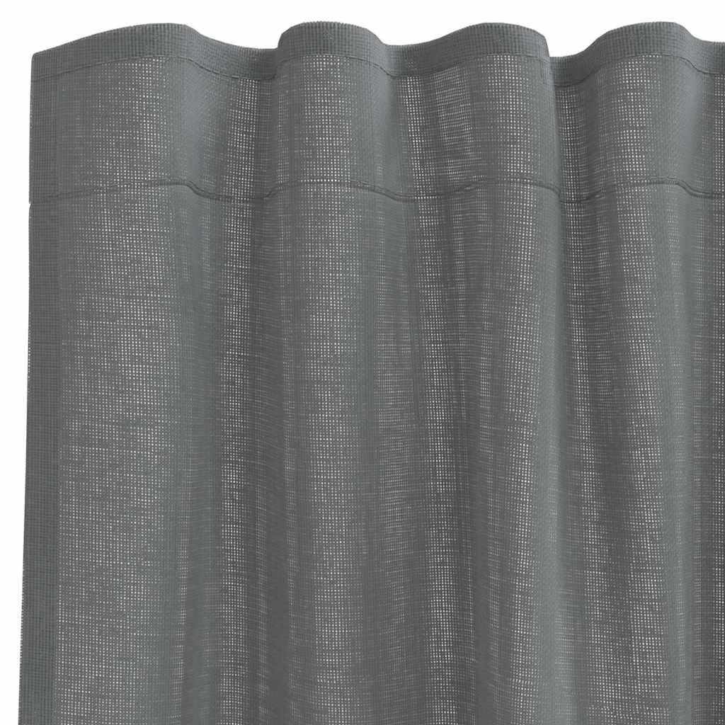 Voile Curtains with Rod Pockets, 2 Pcs, Dark Grey