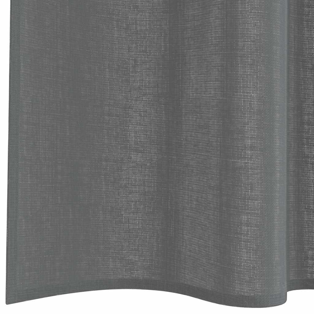 Voile Curtains with Rod Pockets, 2 Pcs, Dark Grey