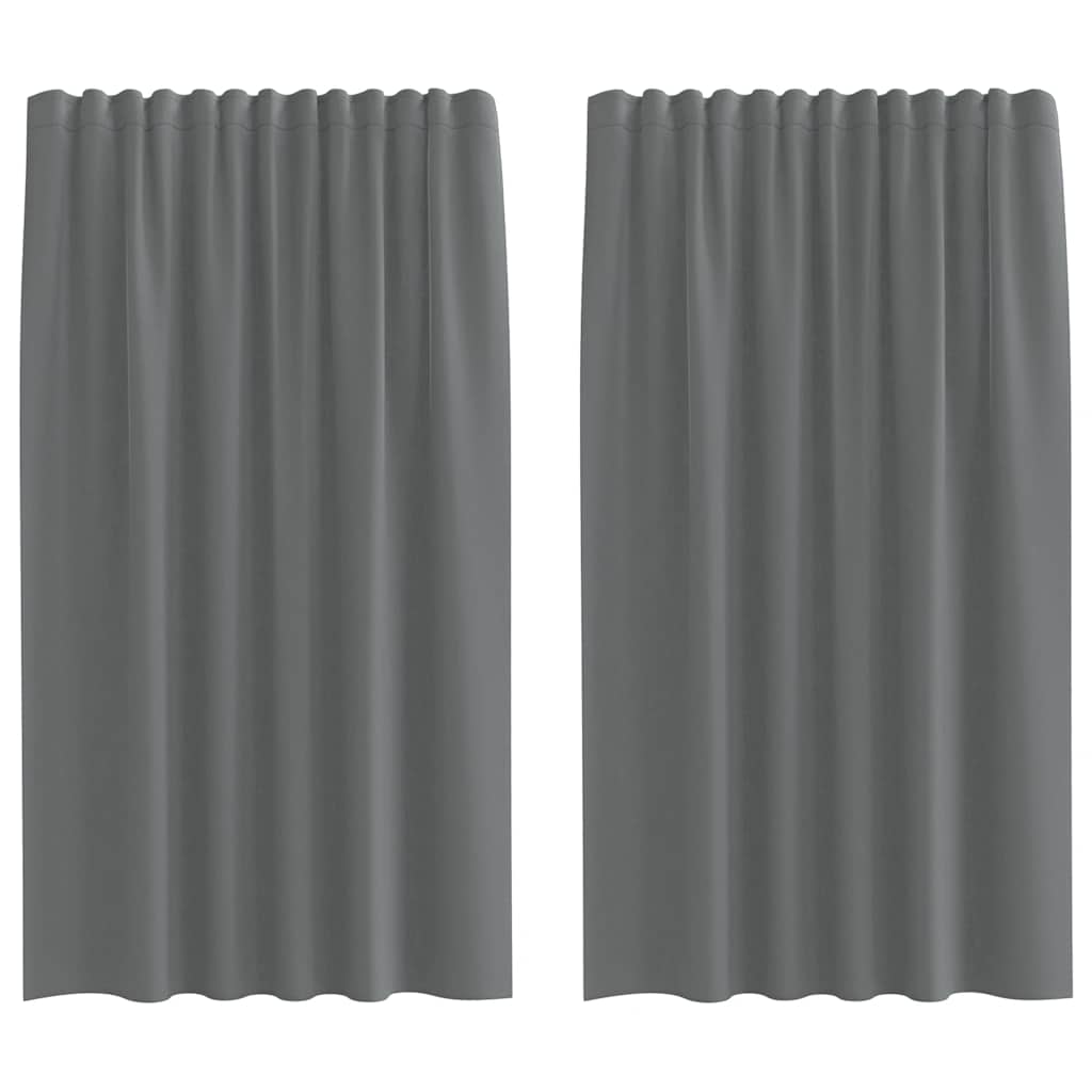 Voilages à passants 2 pcs Gris foncé