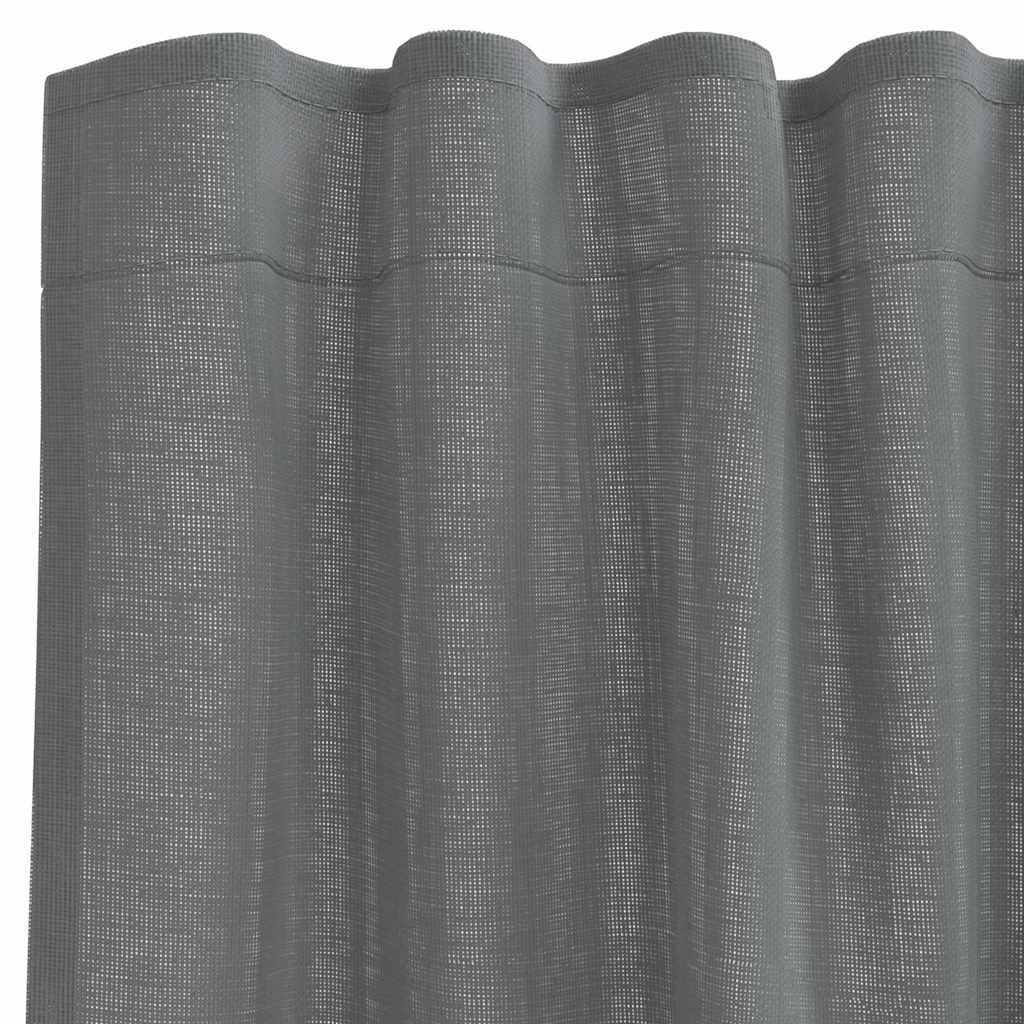 Voilages à passants 2 pcs Gris foncé