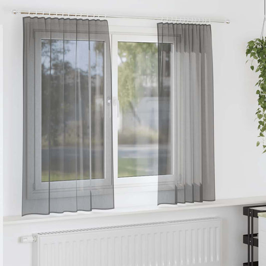 Voile Vorhänge mit Stangentaschen 2 Stk. Dunkelgrau
