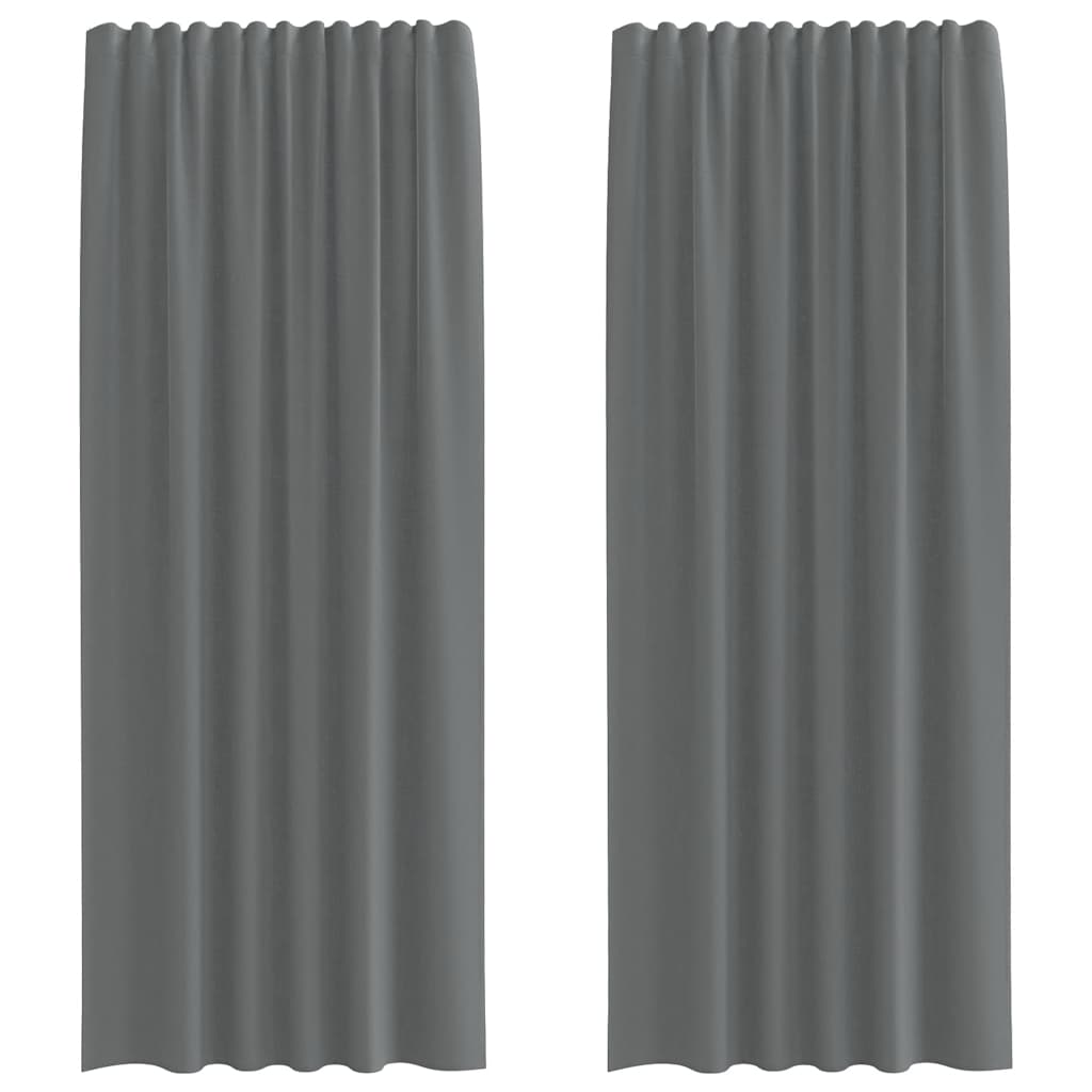 Rideaux en voile avec passe-tringle 2 p. Gris foncé