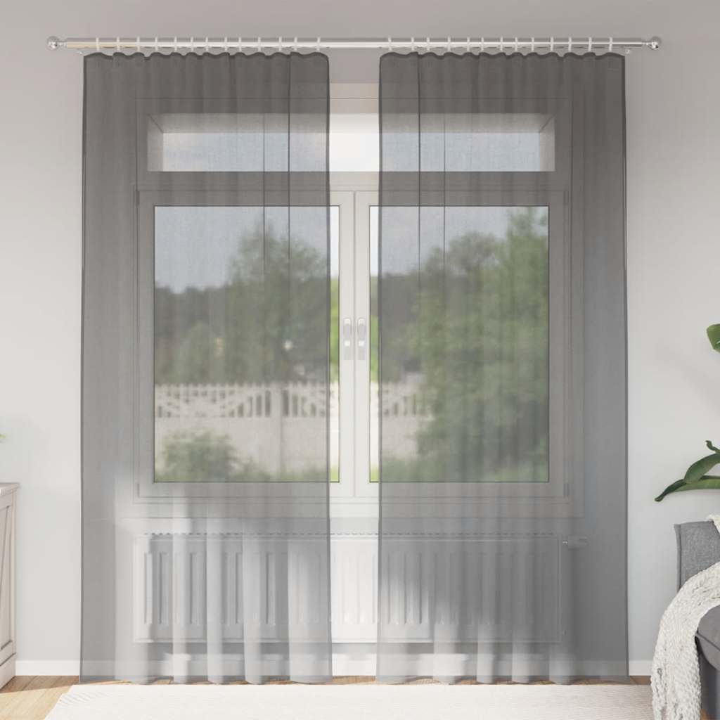 Rideaux en voile avec passe-tringle 2 p. Gris foncé