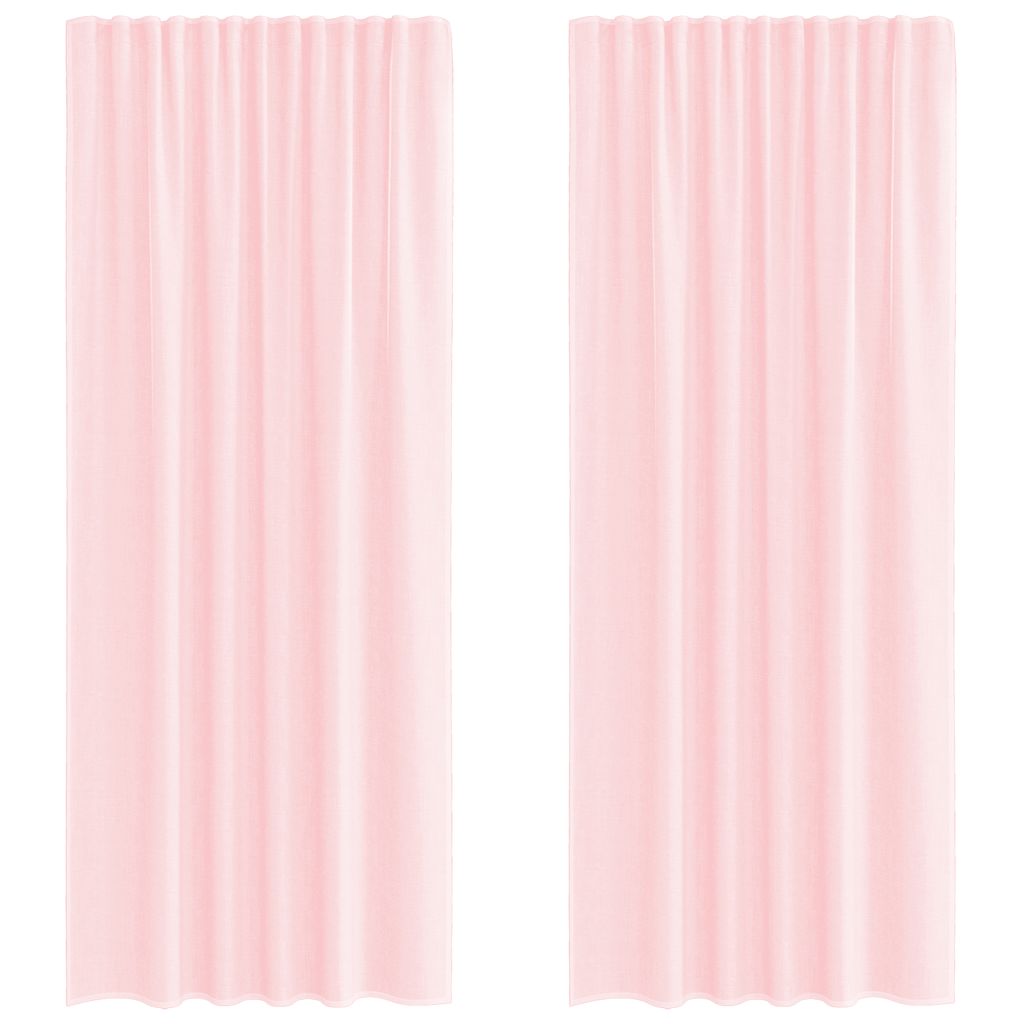 Voile Curtains with Rod Pockets 2 pcs Light Pink