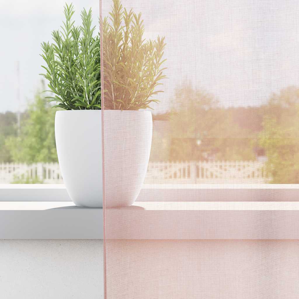 Voile Curtains with Rod Pockets 2 pcs Light Pink